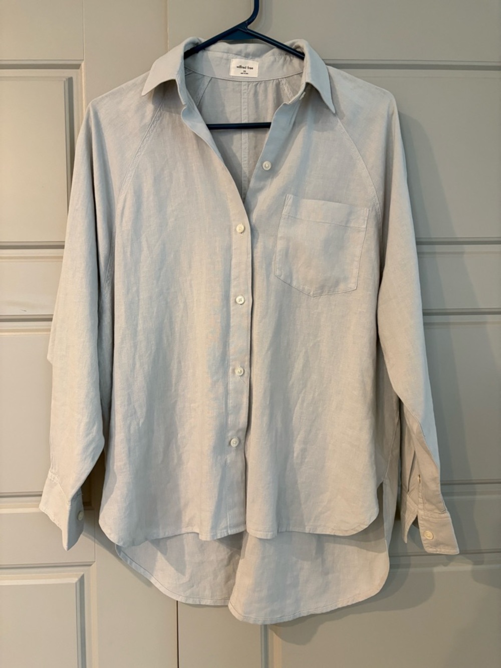 Wilfred Free Light Blue Linen Button-Down Shirt